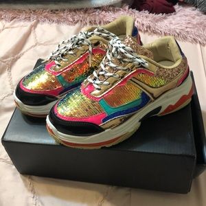 Sequin multicolored tennis shoes
